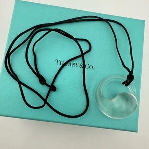 Tiffany & Co. Rock Crystal Eternal Circle Pendant Necklace Elsa Peretti on Silk